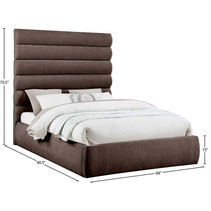 Meridian Adam Brown Chenille Fabric Queen Bed IMAGE 9
