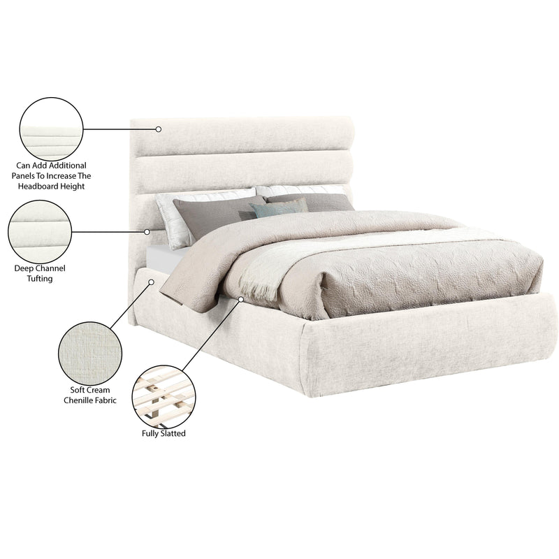 Meridian Adam Cream Chenille Fabric Full Bed IMAGE 10