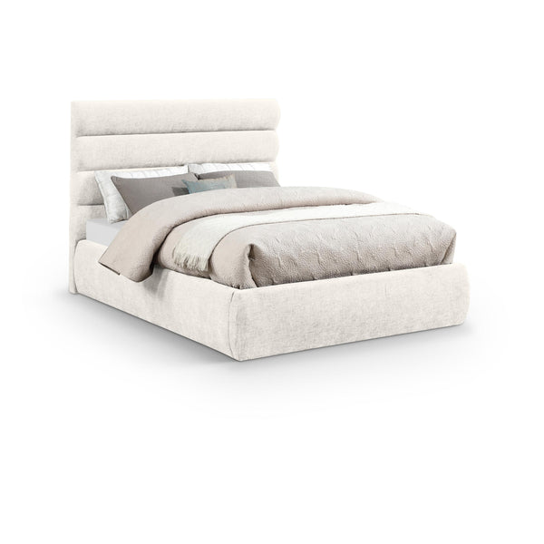 Meridian Adam Cream Chenille Fabric Full Bed IMAGE 1