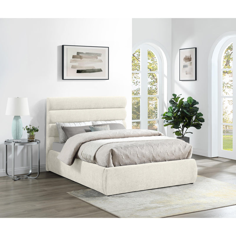 Meridian Adam Cream Chenille Fabric Full Bed IMAGE 2