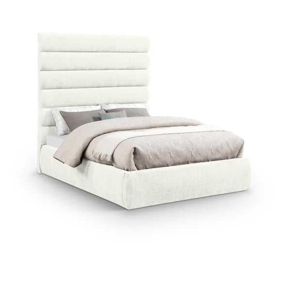 Meridian Adam Cream Chenille Fabric Full Bed IMAGE 1