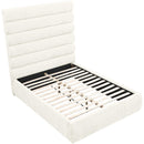 Meridian Adam Cream Chenille Fabric Full Bed IMAGE 7