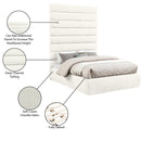 Meridian Adam Cream Chenille Fabric Full Bed IMAGE 10