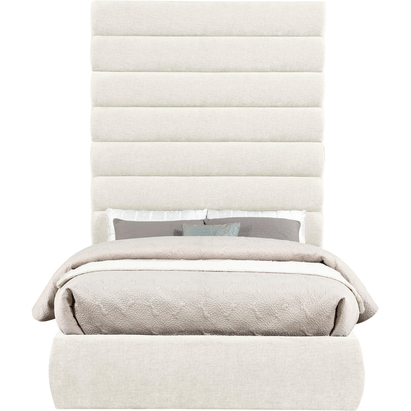 Meridian Adam Cream Chenille Fabric Full Bed IMAGE 3