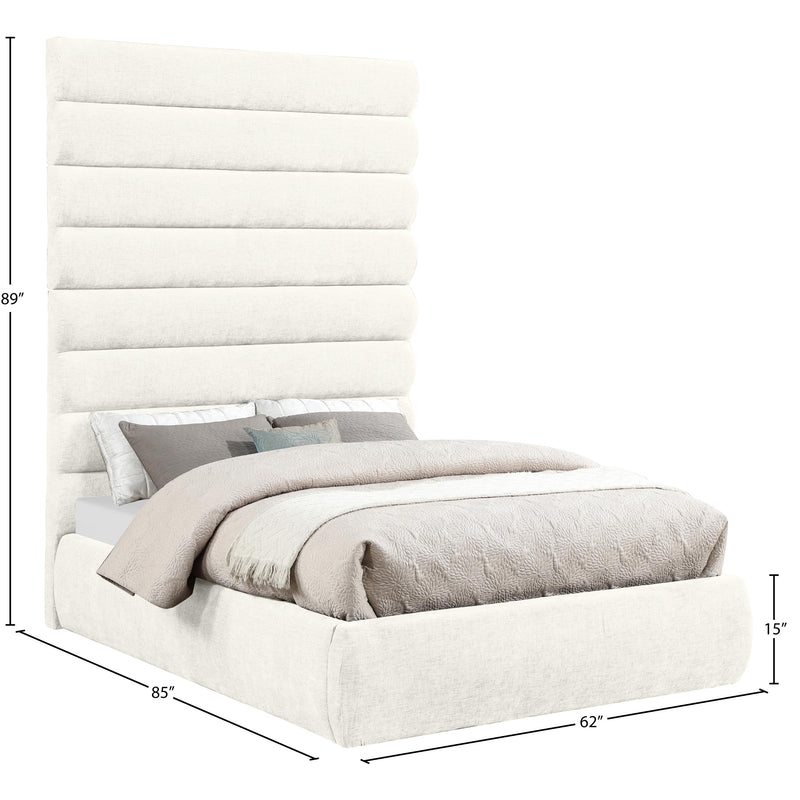 Meridian Adam Cream Chenille Fabric Full Bed IMAGE 9