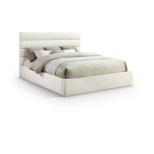 Meridian Adam Cream Chenille Fabric King Bed IMAGE 1