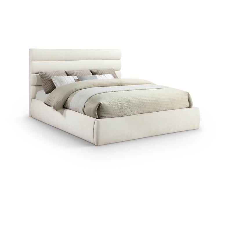 Meridian Adam Cream Chenille Fabric King Bed IMAGE 1