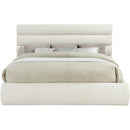 Meridian Adam Cream Chenille Fabric King Bed IMAGE 3