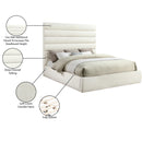 Meridian Adam Cream Chenille Fabric King Bed IMAGE 10