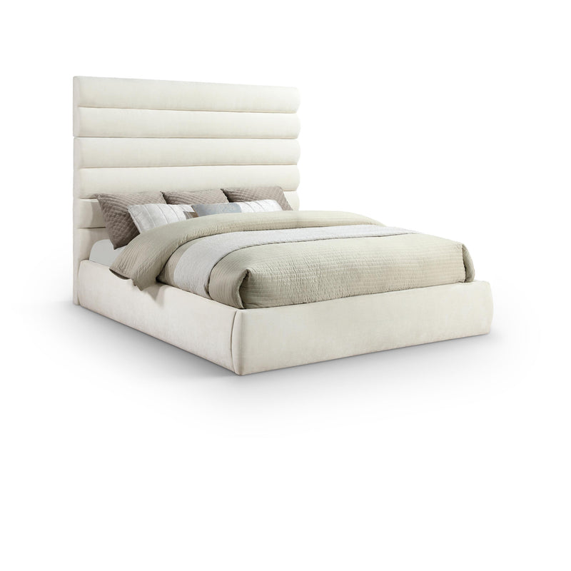 Meridian Adam Cream Chenille Fabric King Bed IMAGE 1