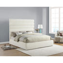 Meridian Adam Cream Chenille Fabric King Bed IMAGE 2