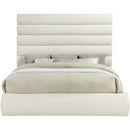Meridian Adam Cream Chenille Fabric King Bed IMAGE 3