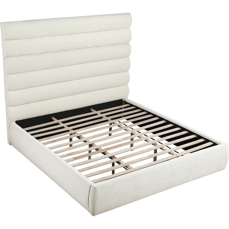 Meridian Adam Cream Chenille Fabric King Bed IMAGE 7