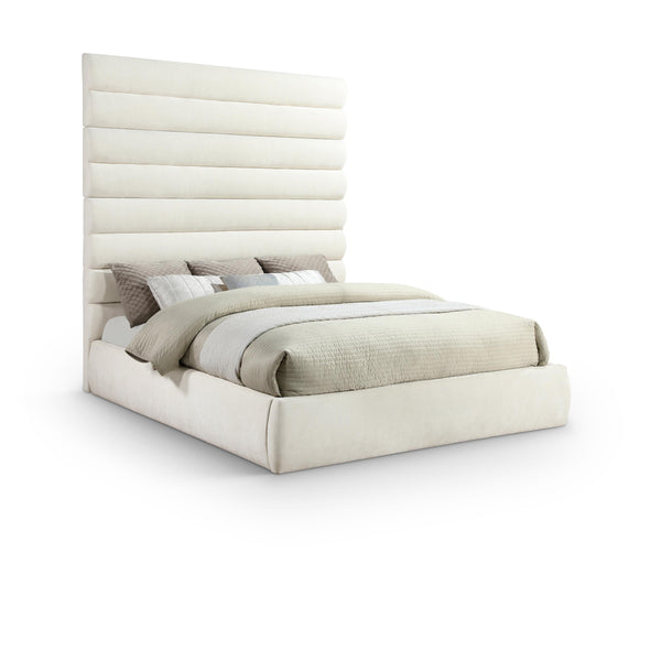 Meridian Adam Cream Chenille Fabric King Bed IMAGE 1