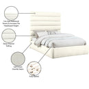 Meridian Adam Cream Chenille Fabric Queen Bed IMAGE 10