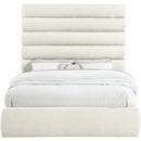 Meridian Adam Cream Chenille Fabric Queen Bed IMAGE 3