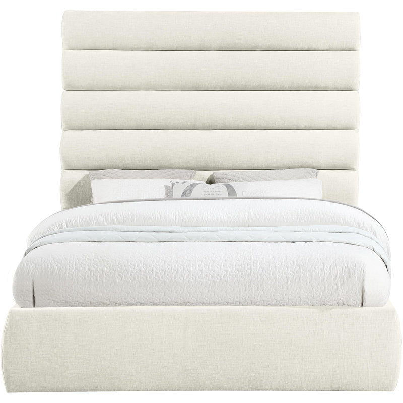 Meridian Adam Cream Chenille Fabric Queen Bed IMAGE 3