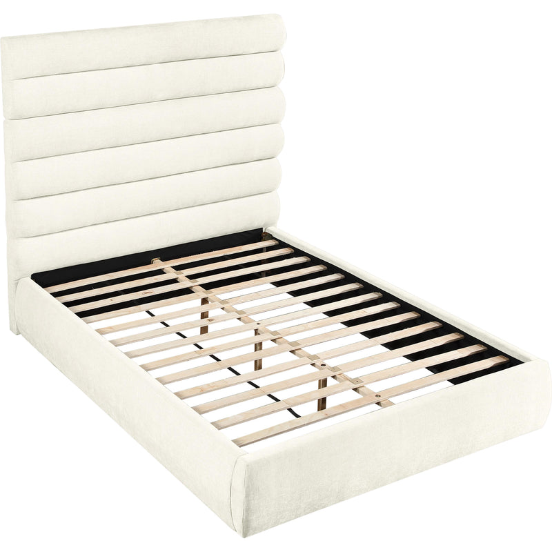 Meridian Adam Cream Chenille Fabric Queen Bed IMAGE 7
