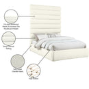 Meridian Adam Cream Chenille Fabric Queen Bed IMAGE 10