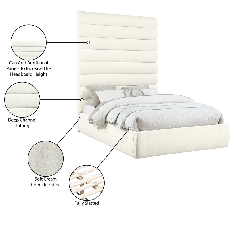 Meridian Adam Cream Chenille Fabric Queen Bed IMAGE 10