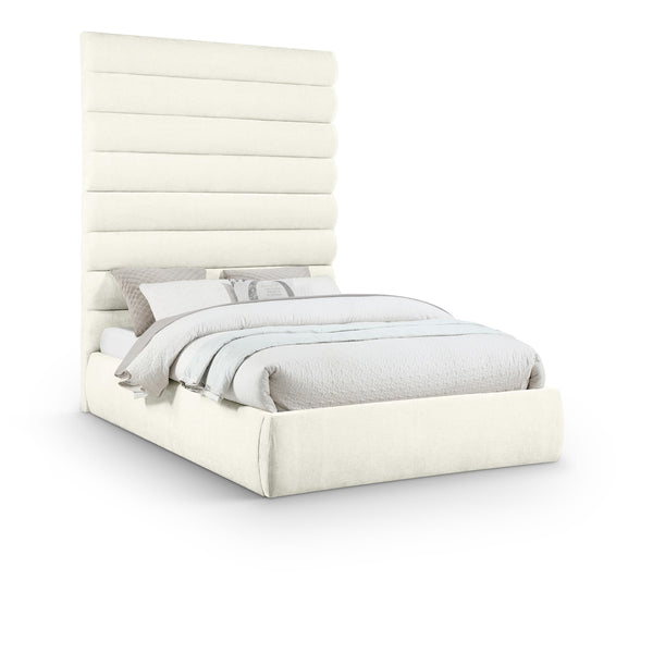 Meridian Adam Cream Chenille Fabric Queen Bed IMAGE 1
