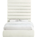 Meridian Adam Cream Chenille Fabric Queen Bed IMAGE 3