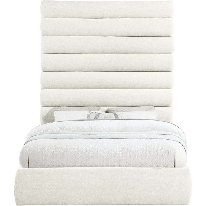 Meridian Adam Cream Chenille Fabric Queen Bed IMAGE 3