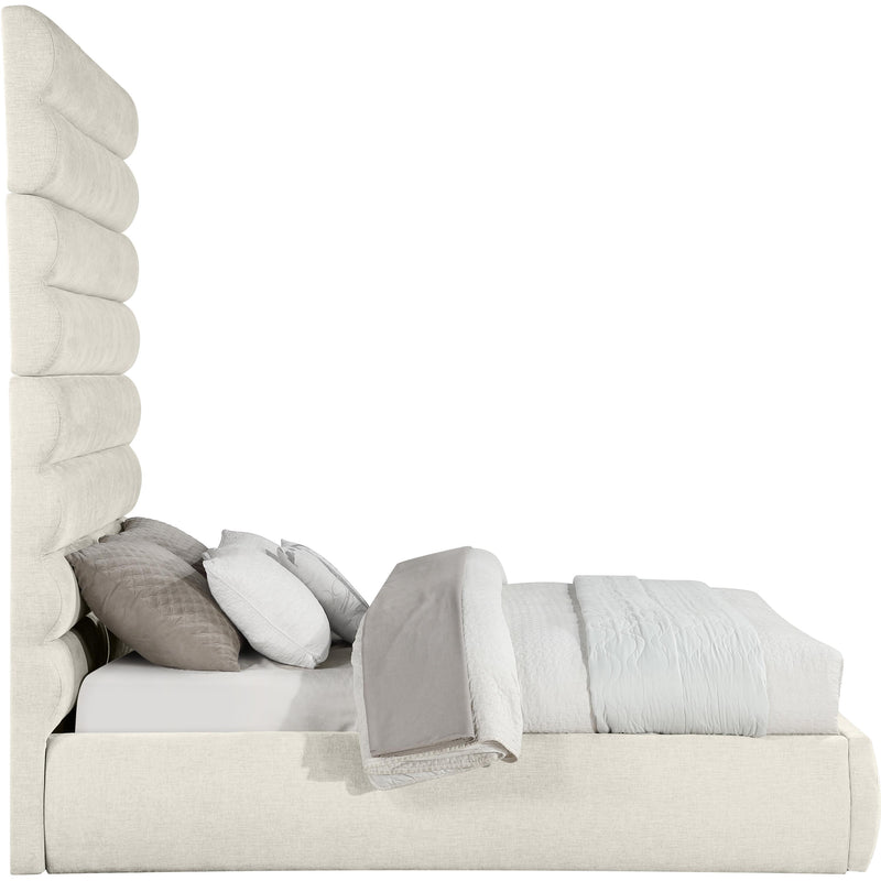 Meridian Adam Cream Chenille Fabric Queen Bed IMAGE 4