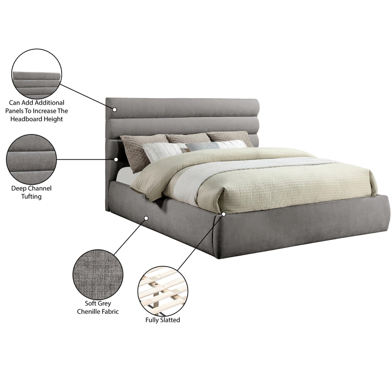 Meridian Adam Grey Chenille Fabric King Bed IMAGE 10