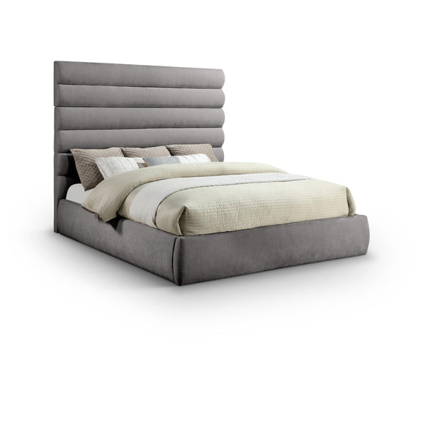 Meridian Adam Grey Chenille Fabric King Bed IMAGE 1