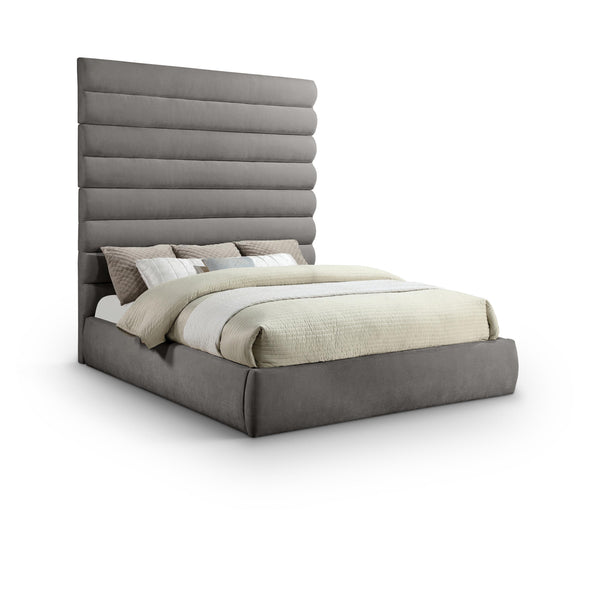 Meridian Adam Grey Chenille Fabric King Bed IMAGE 1