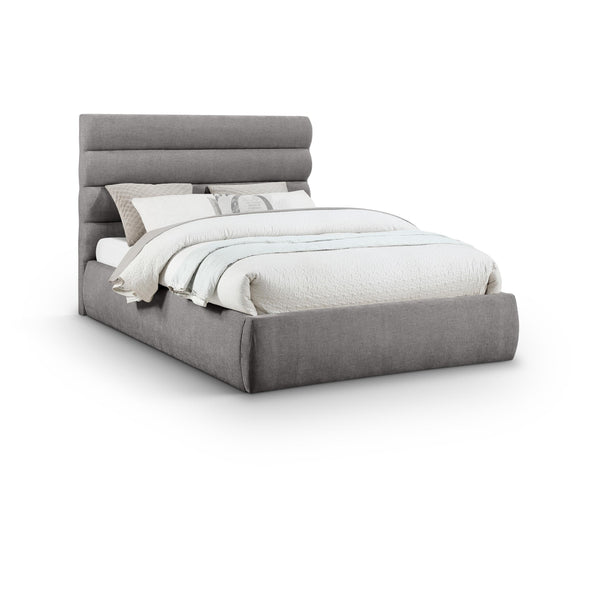 Meridian Adam Grey Chenille Fabric Queen Bed IMAGE 1