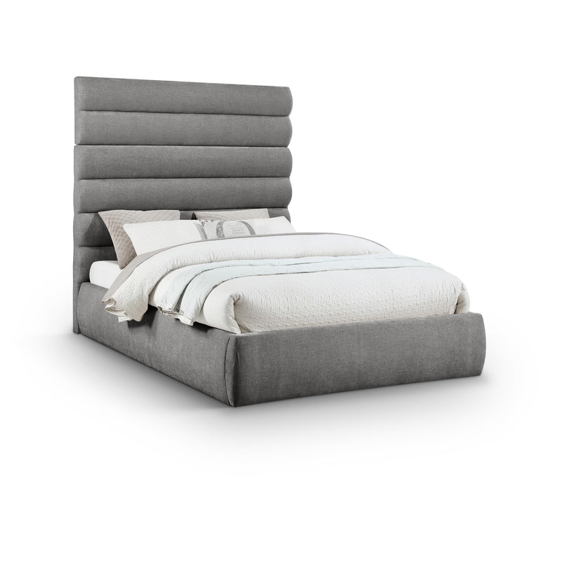 Meridian Adam Grey Chenille Fabric Queen Bed IMAGE 1