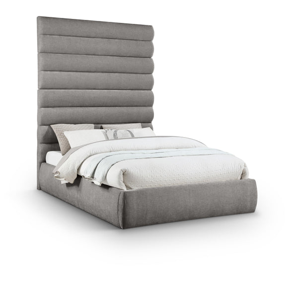 Meridian Adam Grey Chenille Fabric Queen Bed IMAGE 1