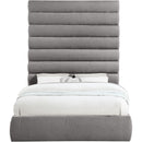 Meridian Adam Grey Chenille Fabric Queen Bed IMAGE 3