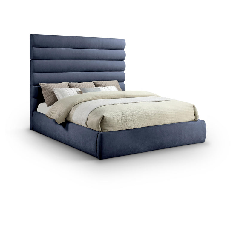 Meridian Adam Navy Chenille Fabric King Bed IMAGE 1
