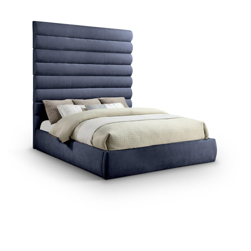 Meridian Adam Navy Chenille Fabric King Bed IMAGE 1