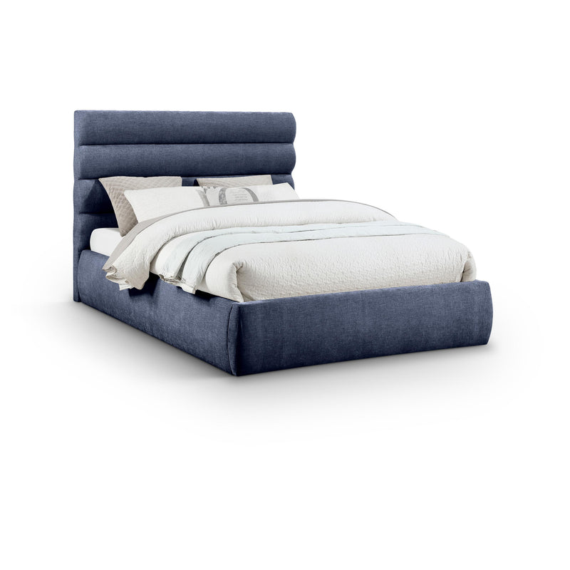 Meridian Adam Navy Chenille Fabric Queen Bed IMAGE 1