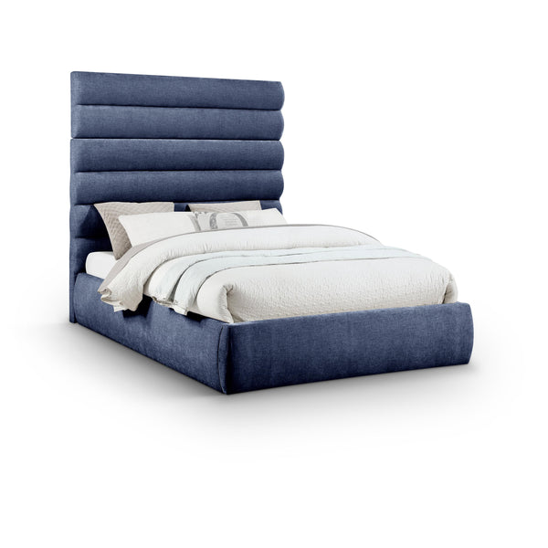 Meridian Adam Navy Chenille Fabric Queen Bed IMAGE 1