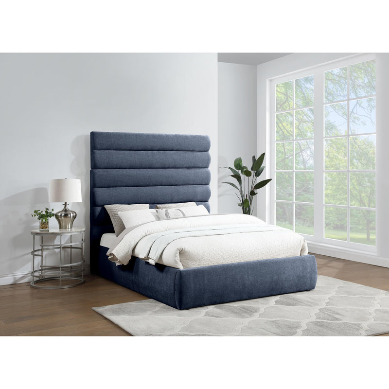 Meridian Adam Navy Chenille Fabric Queen Bed IMAGE 2