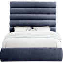 Meridian Adam Navy Chenille Fabric Queen Bed IMAGE 3
