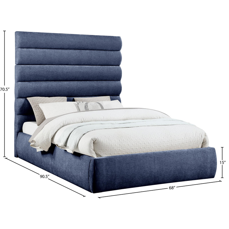 Meridian Adam Navy Chenille Fabric Queen Bed IMAGE 9
