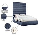 Meridian Adam Navy Chenille Fabric Queen Bed IMAGE 10