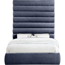 Meridian Adam Navy Chenille Fabric Queen Bed IMAGE 3