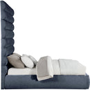 Meridian Adam Navy Chenille Fabric Queen Bed IMAGE 4