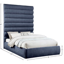 Meridian Adam Navy Chenille Fabric Queen Bed IMAGE 9