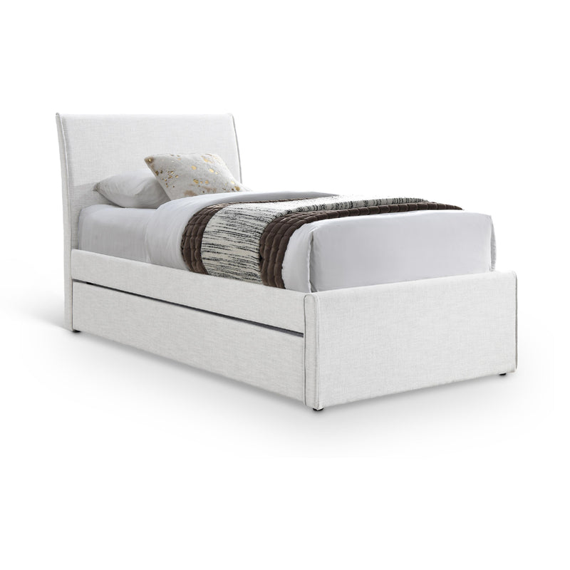 Meridian Myles Cream Linen Textured Fabric Twin Trundle Bed IMAGE 1
