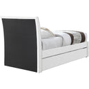 Meridian Myles Cream Linen Textured Fabric Twin Trundle Bed IMAGE 5