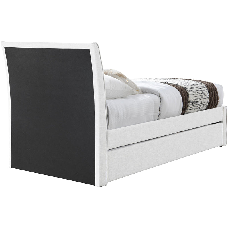 Meridian Myles Cream Linen Textured Fabric Twin Trundle Bed IMAGE 5
