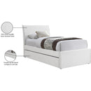 Meridian Myles Cream Linen Textured Fabric Twin Trundle Bed IMAGE 8